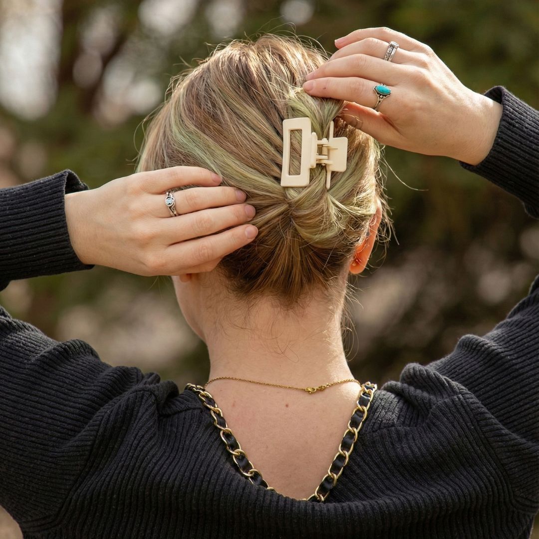 ChicTresses Premium Matte Hair Claw Clips Set for Women & Girls | Strong Hold No Slip Hair Accessories | Neutral Clips Pack (Pack of 10)