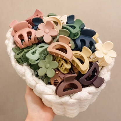 ChicTresses Multicolour Matte Hair Claw Clips Set for Women & Girls | Cute Aesthetic Strong Hold No Slip Hair Accessories | Multicolor Clips Pack (Pack of 10)